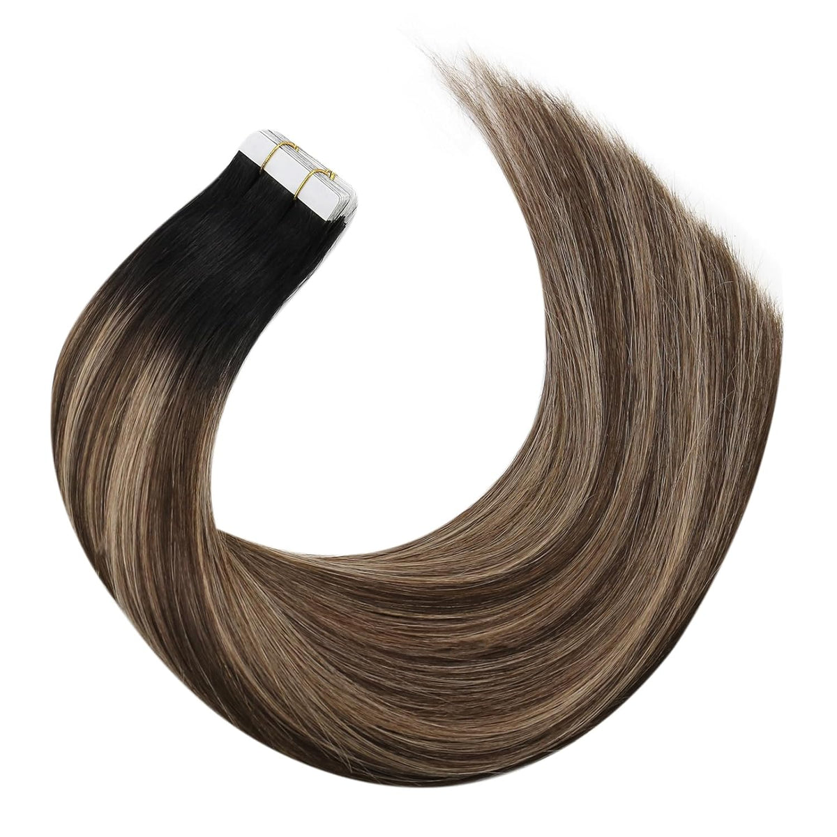 Tape In (Black Ombre 4 Dark Brown Highlight 14 Golden Blonde)