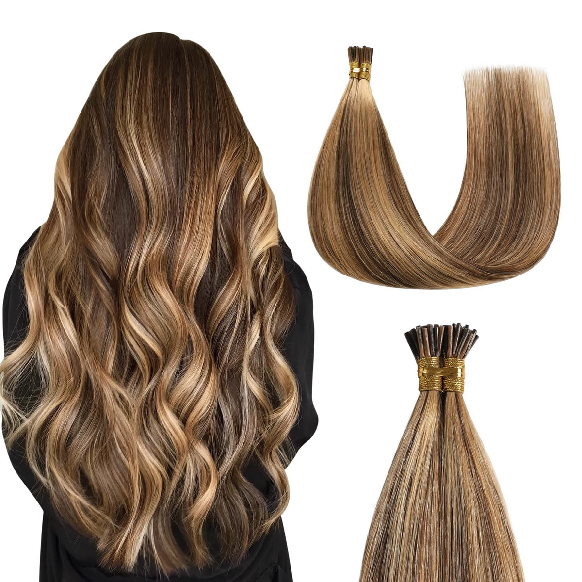 Micro Ring (Dark brown color, caramel blonde highlights)