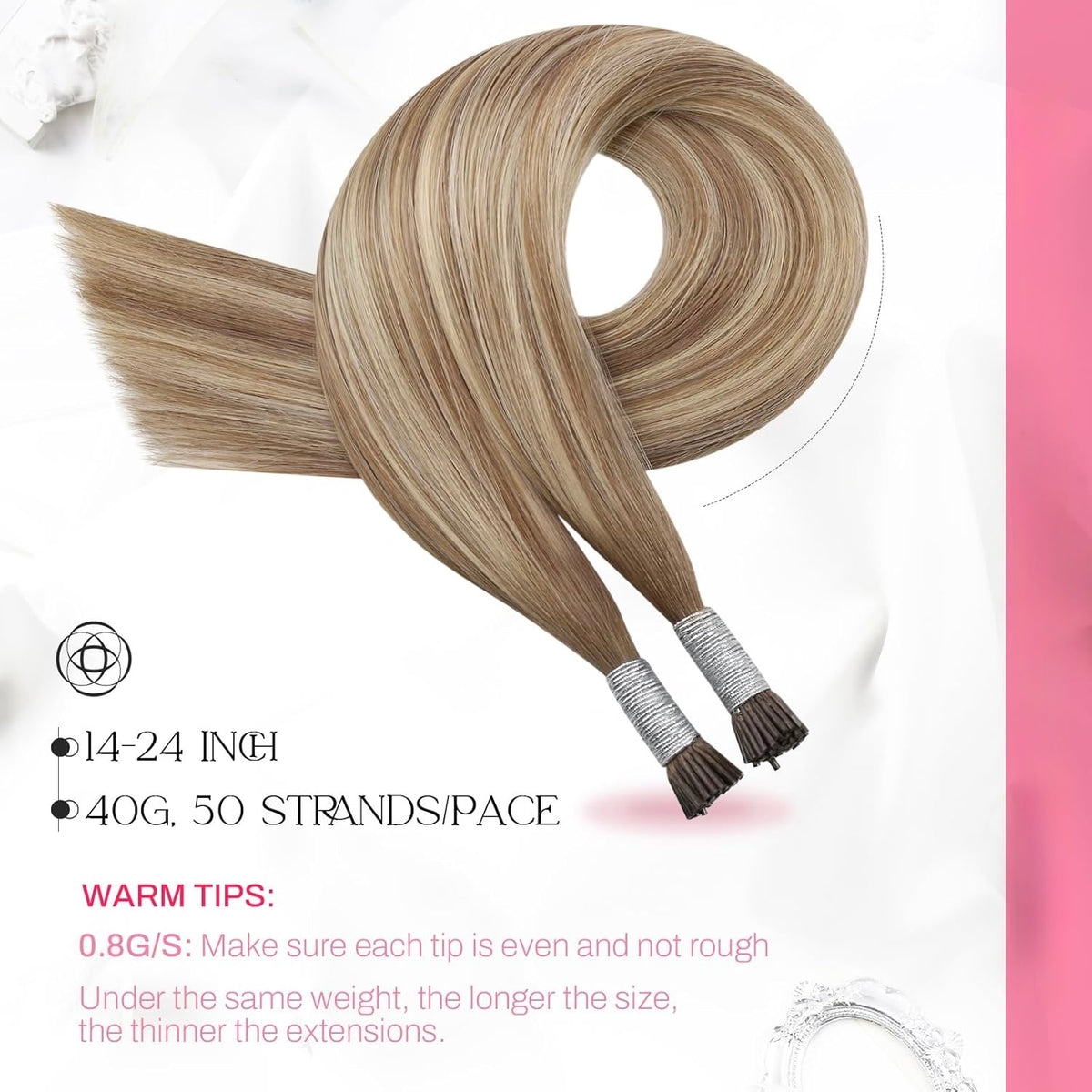 Micro Ring (Light brown human hair extensions with ash blonde highlights)
