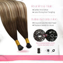Micro Ring (Real human hair extensions, from dark brown to bleached blonde with light blonde and light brown)