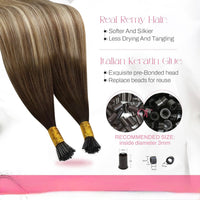 Micro Ring (Real human hair extensions, from dark brown to bleached blonde with light blonde and light brown)