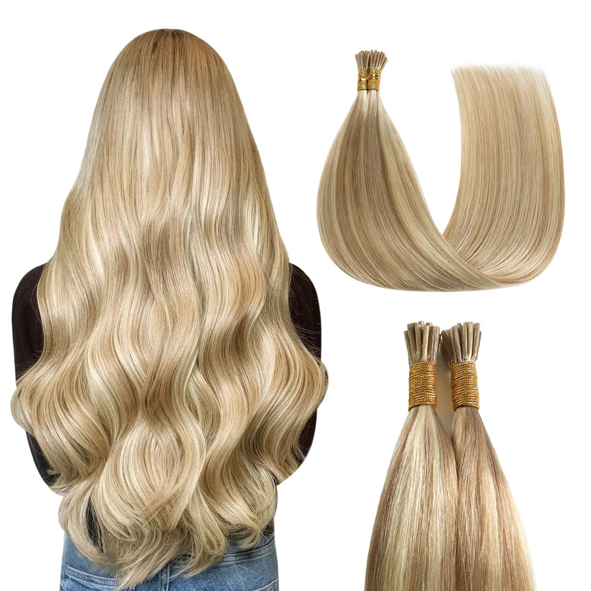 Micro Ring (ash blonde color with bleached blonde highlights)
