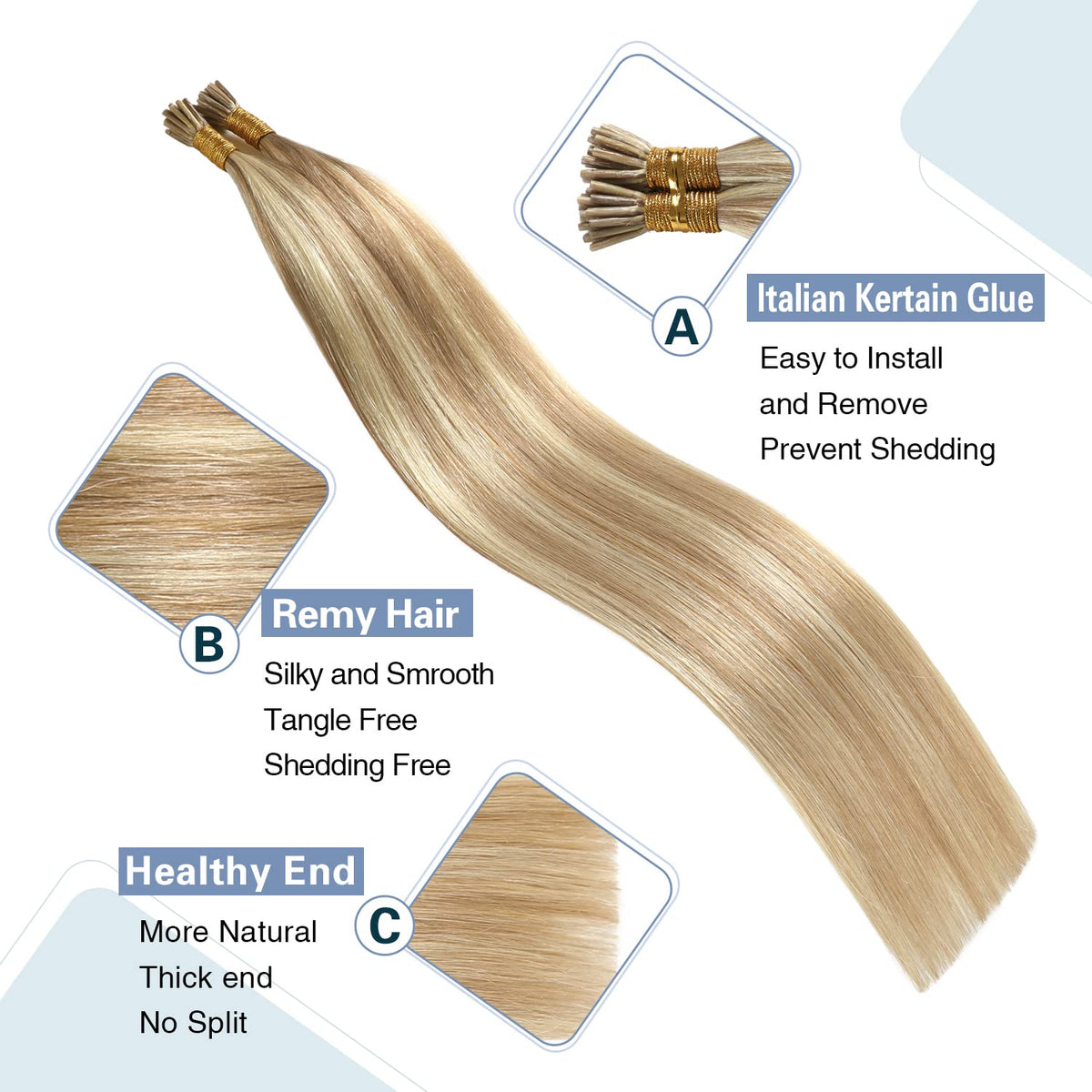 Micro Ring (ash blonde color with bleached blonde highlights)