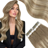 Tape In (ash brown to blonde, blend with light blonde, balayage)