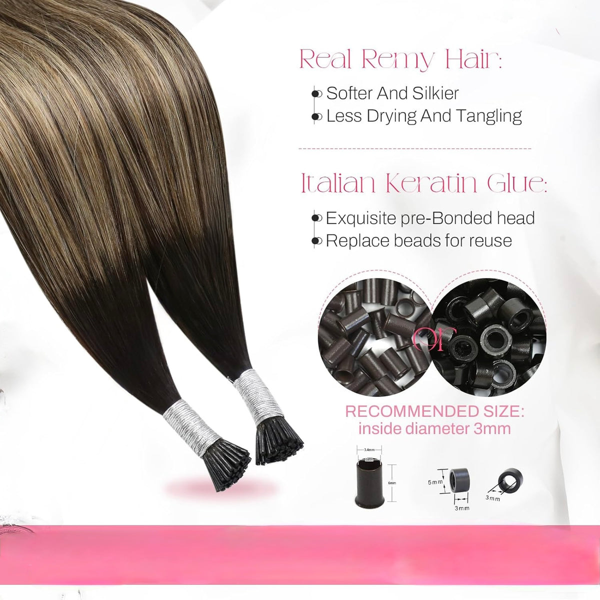Micro Ring (black to ash brown color with strawberry blonde highlights)